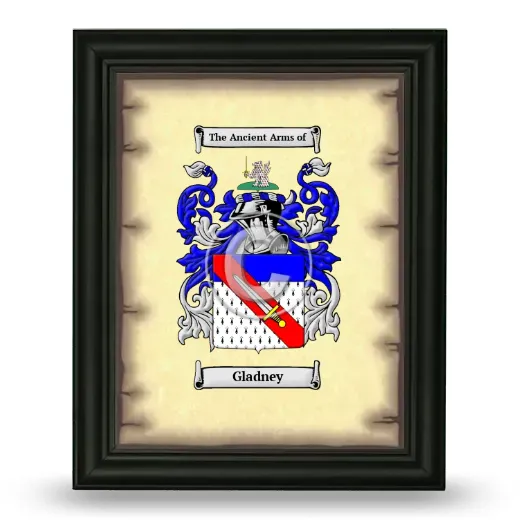 Gladney Coat of Arms Framed - Black