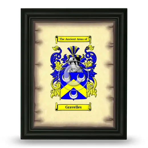 Gravelles Coat of Arms Framed - Black