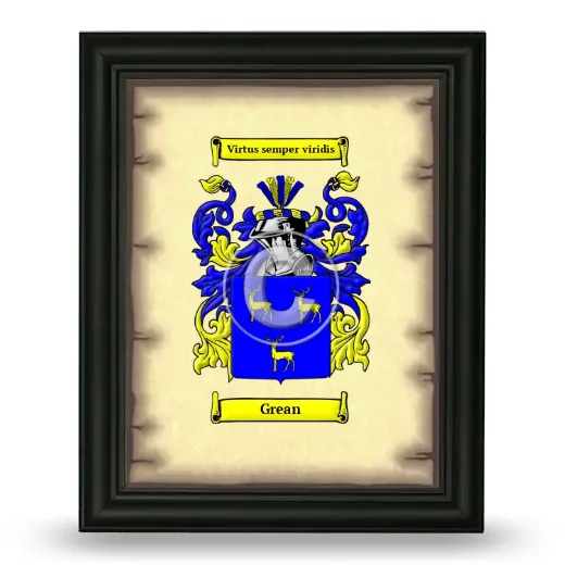 Grean Coat of Arms Framed - Black