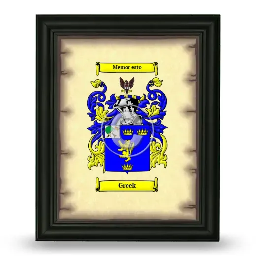 Greek Coat of Arms Framed - Black