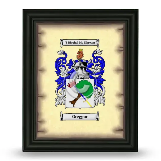 Greggor Coat of Arms Framed - Black