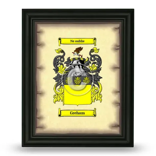 Greham Coat of Arms Framed - Black
