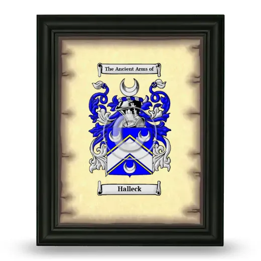 Halleck Coat of Arms Framed - Black