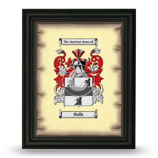 Halls Coat of Arms Framed - Black