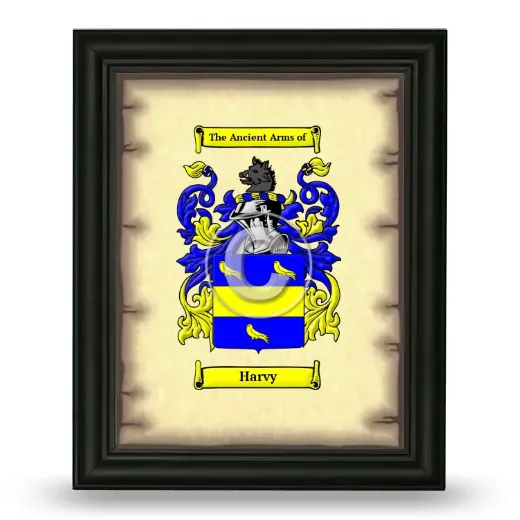 Harvy Coat of Arms Framed - Black