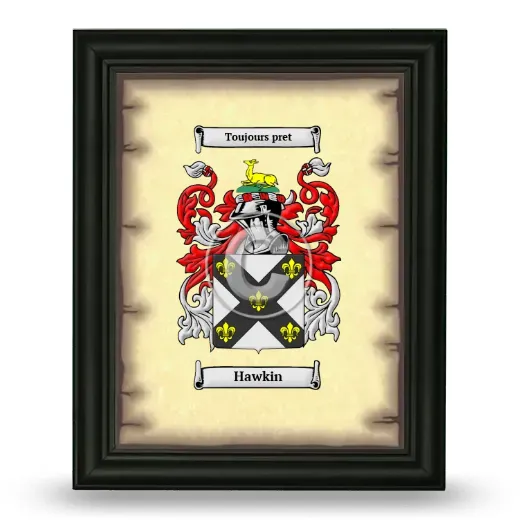 Hawkin Coat of Arms Framed - Black