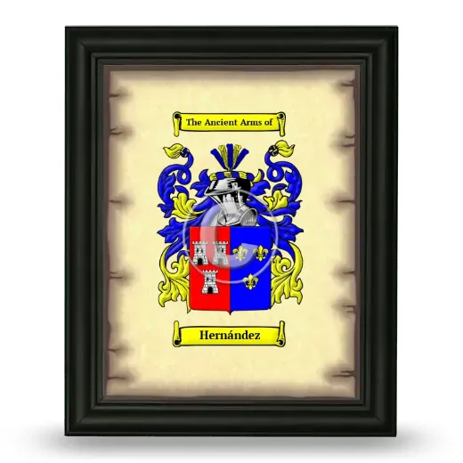 Hernández Coat of Arms Framed - Black