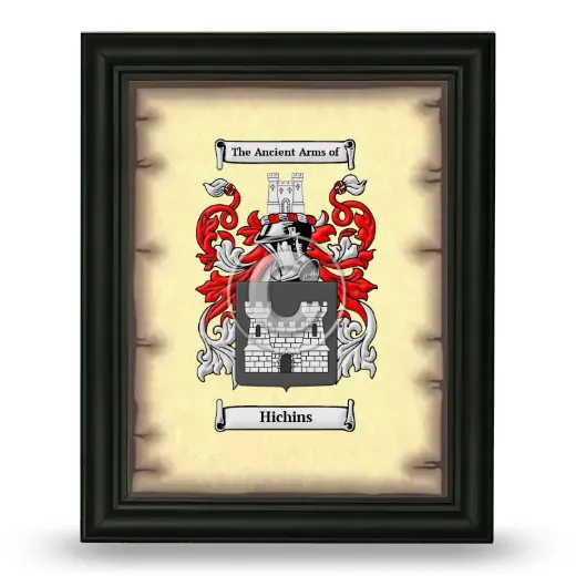Hichins Coat of Arms Framed - Black