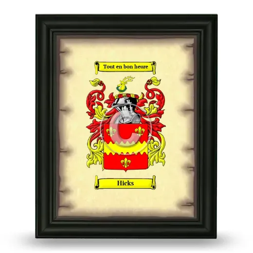 Hicks Coat of Arms Framed - Black