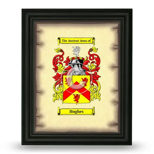 Hughes Coat of Arms Framed - Black
