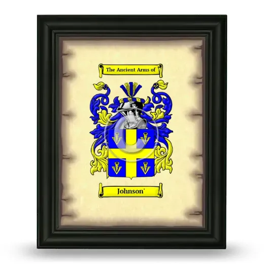 Johnson' Coat of Arms Framed - Black