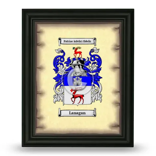 Lanagan Coat of Arms Framed - Black