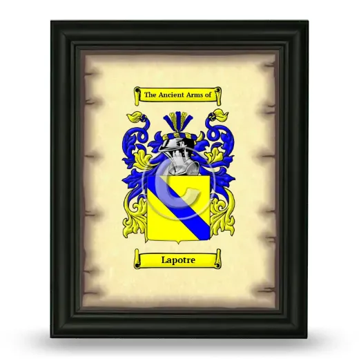Lapotre Coat of Arms Framed - Black