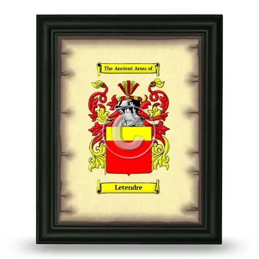 Letendre Coat of Arms Framed - Black