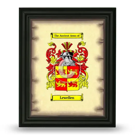 Lewellen Coat of Arms Framed - Black
