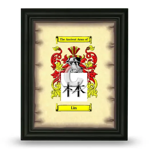 Lin Coat of Arms Framed - Black