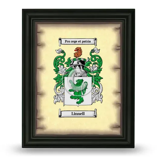 Linnell Coat of Arms Framed - Black
