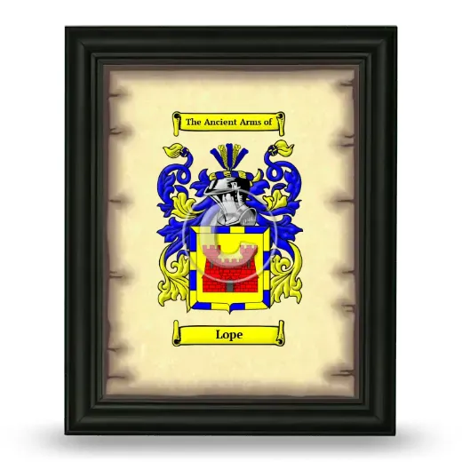 Lope Coat of Arms Framed - Black