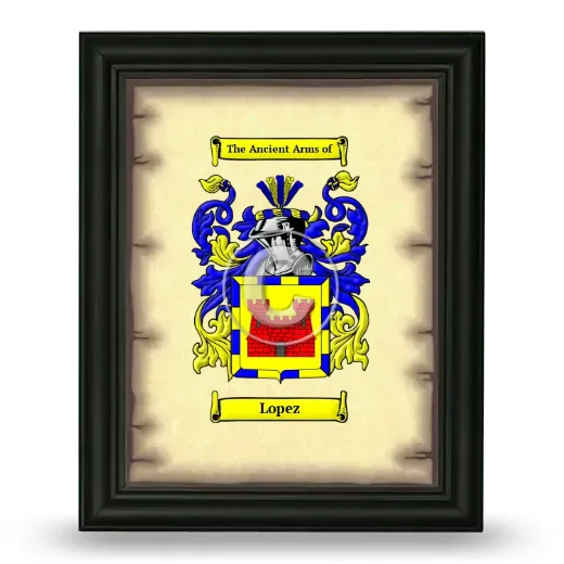 Lopez Coat of Arms Framed - Black