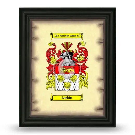 Lorkin Coat of Arms Framed - Black