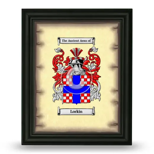 Lorkin Coat of Arms Framed - Black