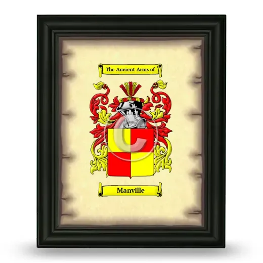 Manville Coat of Arms Framed - Black