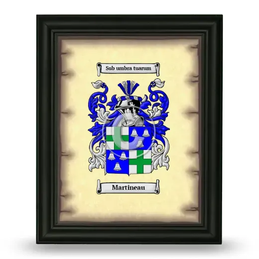Martineau Coat of Arms Framed - Black
