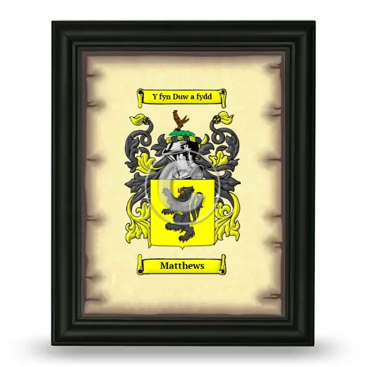 Matthews Coat of Arms Framed - Black