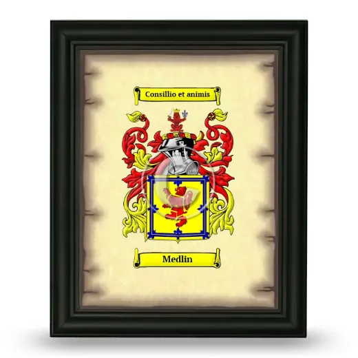 Medlin Coat of Arms Framed - Black
