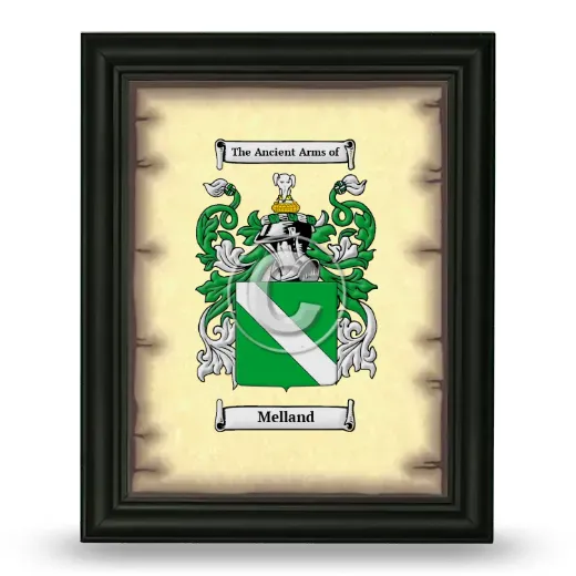 Melland Coat of Arms Framed - Black
