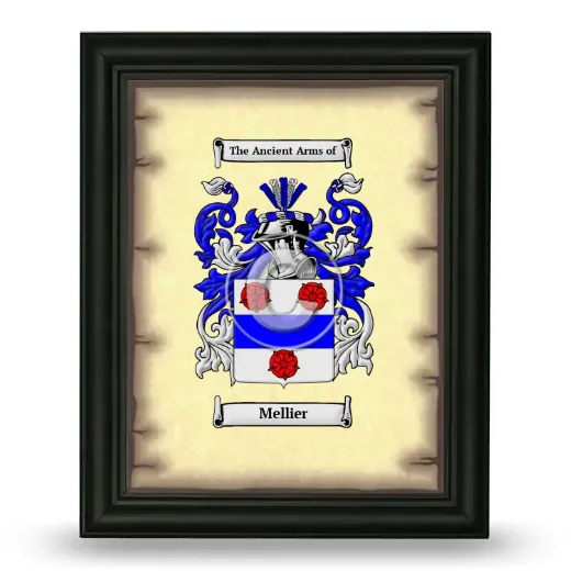 Mellier Coat of Arms Framed - Black