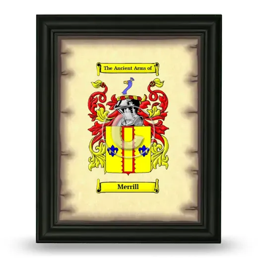 Merrill Coat of Arms Framed - Black