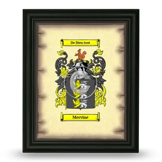 Mervine Coat of Arms Framed - Black