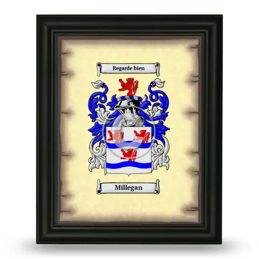 Millegan Coat of Arms Framed - Black