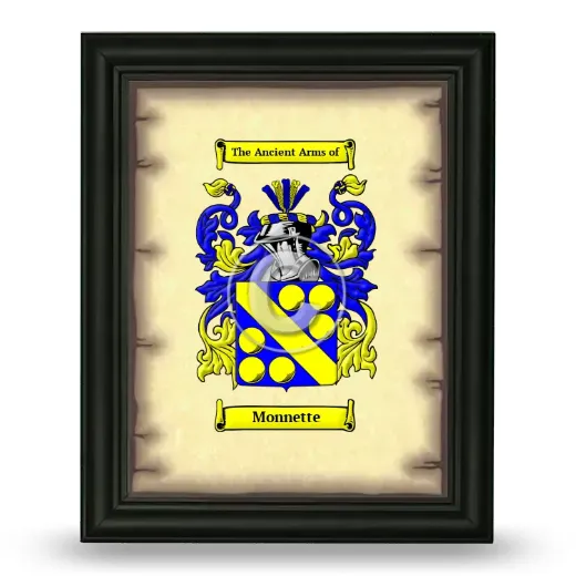 Monnette Coat of Arms Framed - Black