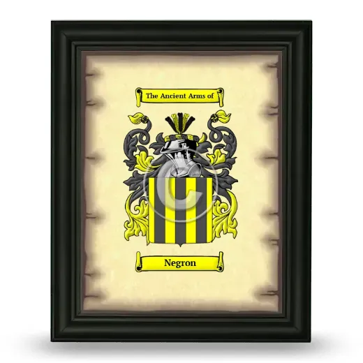 Negron Coat of Arms Framed - Black