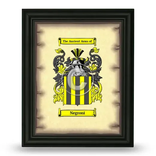 Negroni Coat of Arms Framed - Black