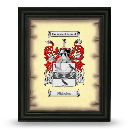 Nicholus Coat of Arms Framed - Black