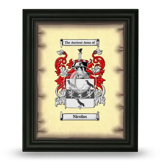 Nicolas Coat of Arms Framed - Black