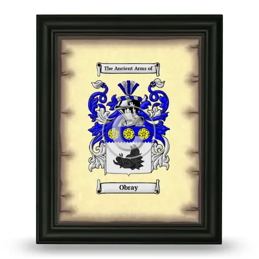 Obray Coat of Arms Framed - Black