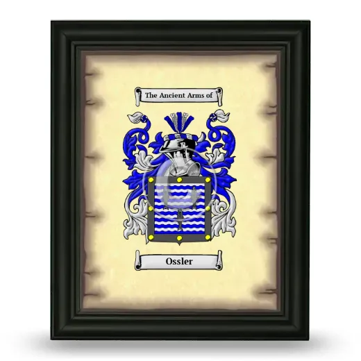 Ossler Coat of Arms Framed - Black