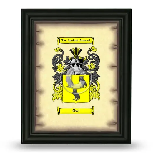 Owl Coat of Arms Framed - Black