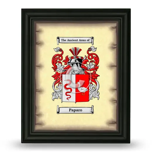 Paparo Coat of Arms Framed - Black
