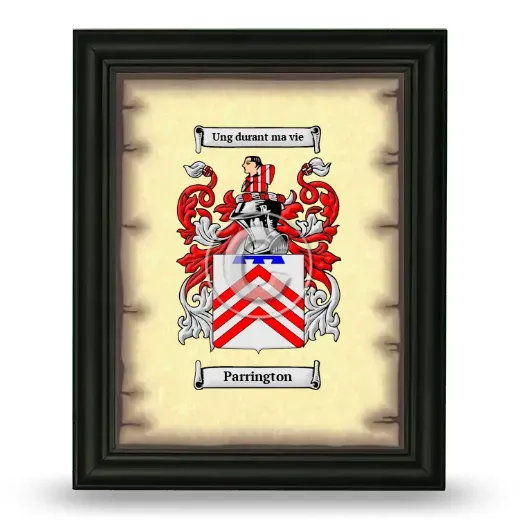 Parrington Coat of Arms Framed - Black