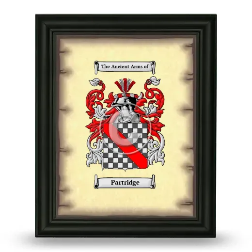 Partridge Coat of Arms Framed - Black