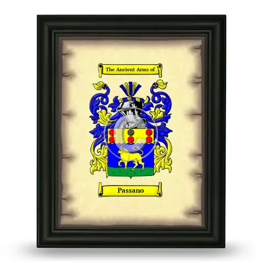 Passano Coat of Arms Framed - Black