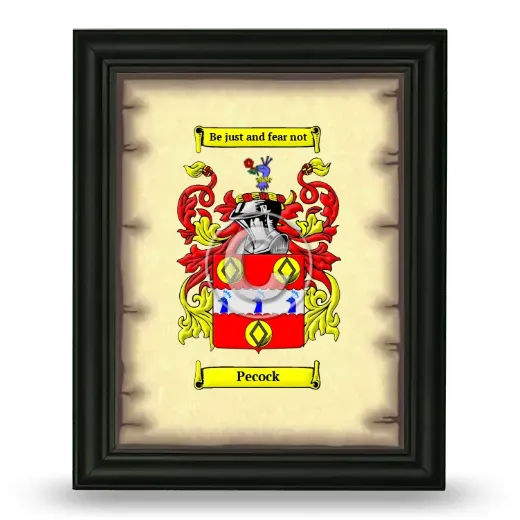 Pecock Coat of Arms Framed - Black