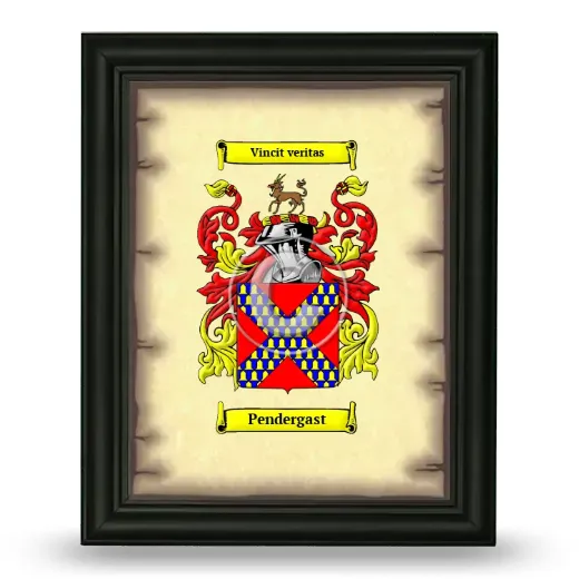 Pendergast Coat of Arms Framed - Black