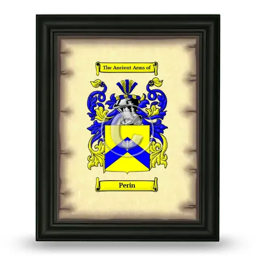 Perin Coat of Arms Framed - Black