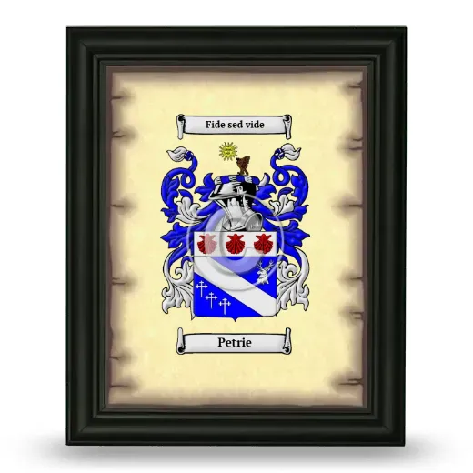 Petrie Coat of Arms Framed - Black
